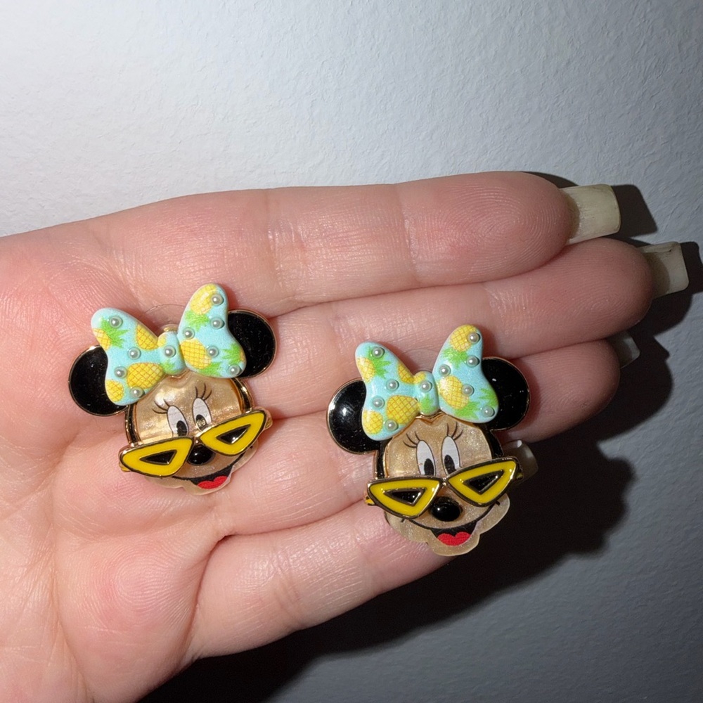 Disney Baublebar Cute Minnie Mouse Pineapple Bow Earrings - Yellow & Black